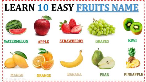 10 Fruits Name Fruit Name Falon Ke Naam English Mein Falon Ke Naam