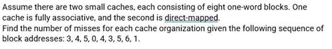 Assume There Are Two Small Caches Each Consisting Of Chegg