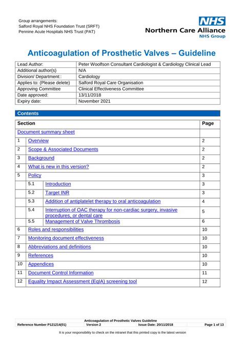 Pdf Anticoagulation Of Prosthetic Valves Guideline Dokumen Tips