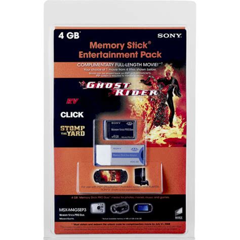 Sony 4GB Memory Stick PRO Duo Entertainment Pack MSXM4GSEP3 B&H