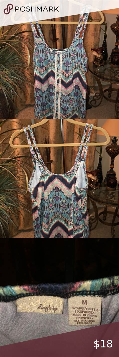 Daytrip Multi Colored Boho Tank Boho Tank Colorful Boho Zig Zag Pattern