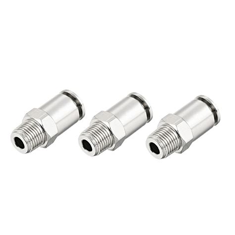 6mm Tube To 1 8npt Push Lock Fittings Brass Nickel Plated Extended Air Fittings 3pcs Walmart