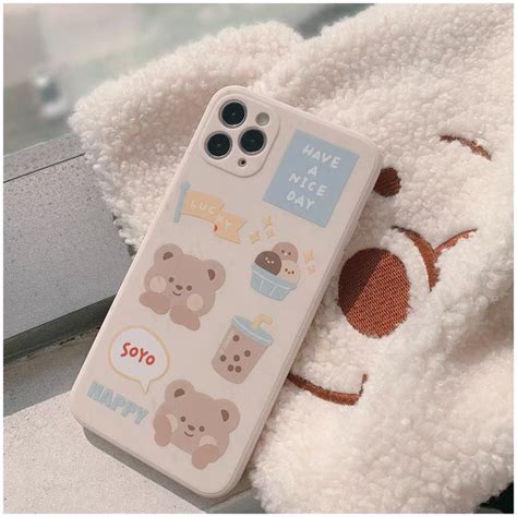 Cute Boba Bear Milk Tea Cartoon Phone Case Iphone 7 8 Plus Etsy