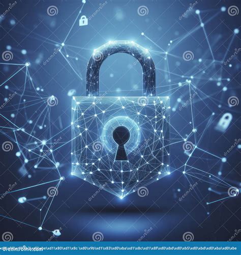 Cyber Security Concept Lock Symbol From Lines And Triangles Point