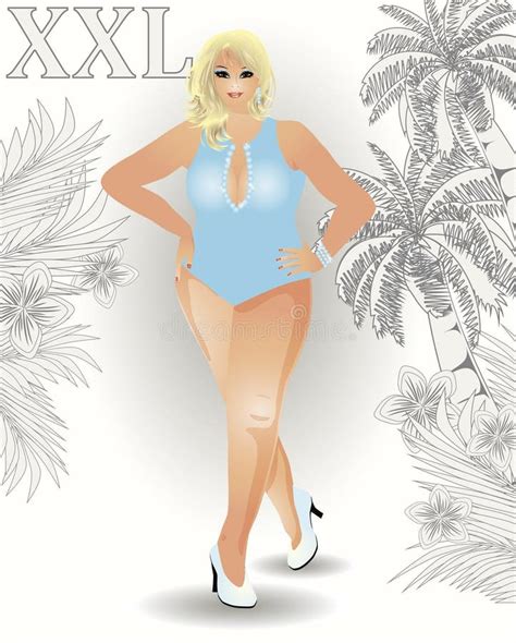 Plus Size Traveler Blonde Girl Vector Stock Vector Illustration Of