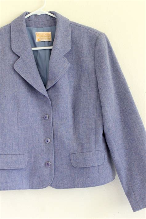 S Light Blue Pendleton Virgin Wool Prep Jacket Coat Blazer Etsy