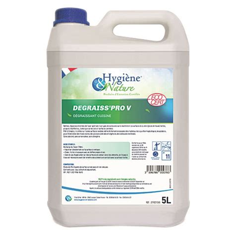 Dégraissant alimentaire Degraiss Pro V 1 bidon de 5l Hygiène et Nature