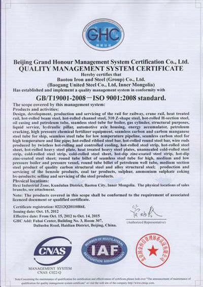 Certificate Hebei Zhongkuang Steel Pipe Manufacturing Co Ltd