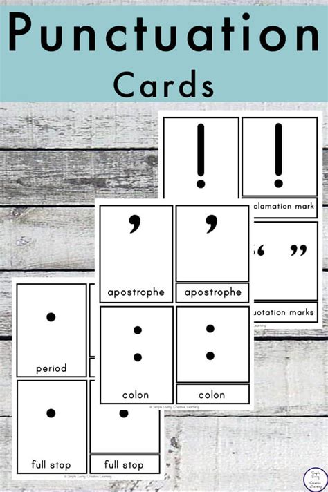 Free Printable Punctuation Cards Simple Living Creative Learning