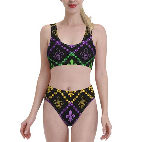 Haiem Mardi Gra Geometric Women S High Waisted Bikini Set Two Piece