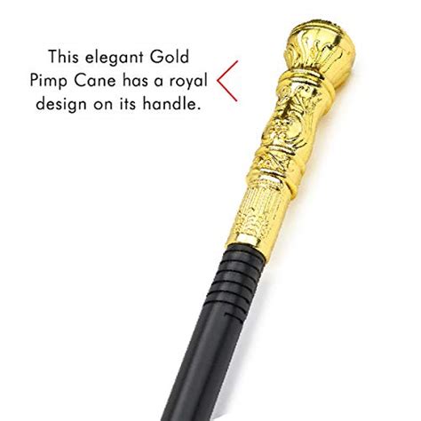 Skeleteen Gold Costume Walking Cane Elegant Prop Stick Dress Pimp