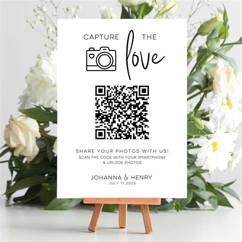 Wedding Qr Code Sign Template Share The Love Qr Code Sign Modern Wedding Table Sign Guest