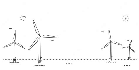 Premium Vector Wind Turbine Farm Line Art Style