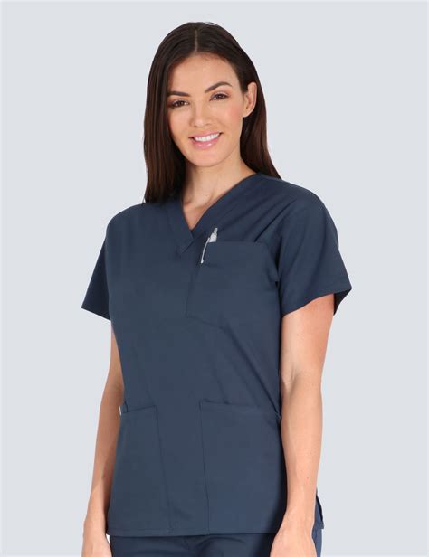 Pathology North Coffs Harbour Womens Fit Spandex Scrub Top In Steel