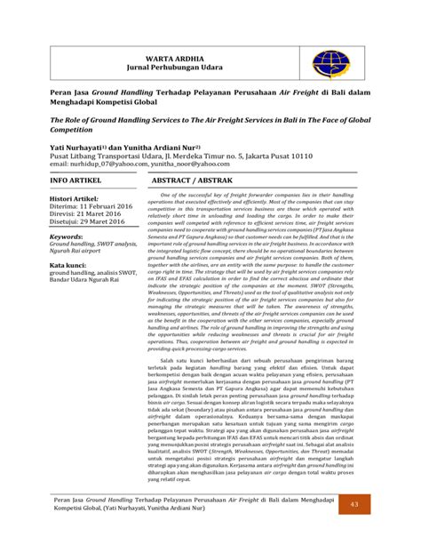 WARTA ARDHIA Jurnal Perhubungan Udara Peran Jasa Ground