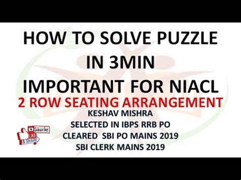 Puzzle Row Seating Arrangement Important For Niacl Ao Ibps Clerk