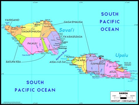 Samoa Political Wall Map | Maps.com.com