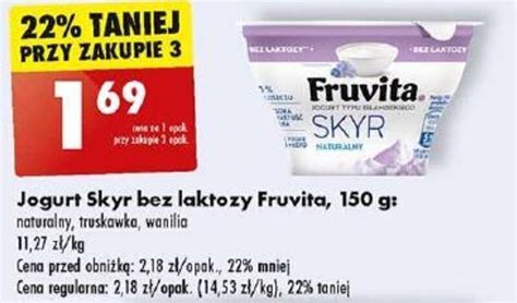 Promocja Jogurt Skyr Bez Laktozy Fruvita 150 G W Biedronka