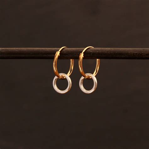 Silver And Gold Hoops Mixed Metals Hoop Earrings Open Circle Etsy Uk