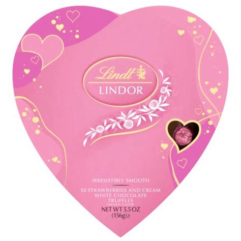 Lindt Lindor Strawberries And Cream White Chocolate Truffles Valentines Heart T Box 13 Ct