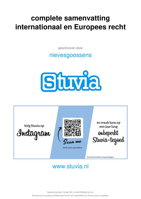 Stuvia Complete Samenvatting Internationaal En Europees Recht