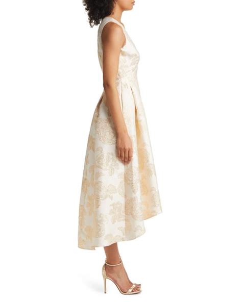 Eliza J Floral Jacquard Metallic Fit Flare Dress In Natural Lyst