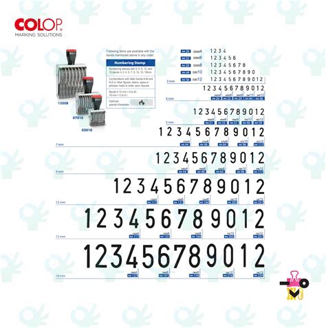 Ofiskita A E Stamp Colop Numbering Stamp 12 Digits 3mm 4mm 5mm