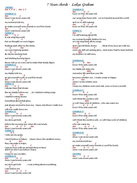 7 Years Chords | PDF | Song Structure