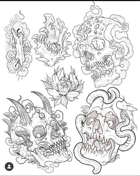 Pin By Witchunter On Human Skull Japanese Tattoo Art Dark Art Tattoo Skull Art Drawing