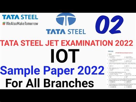 TATA STEEL JET 2022 Sample Paper 2022 For All Branches Taa Steel Jet