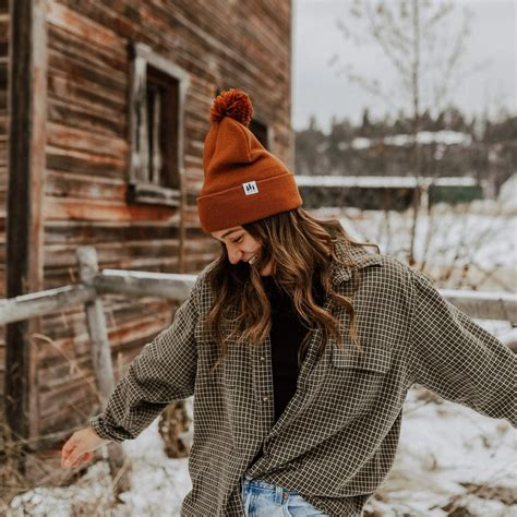 Three Tree Foldover Pom Beanie Brown The Montana Scene