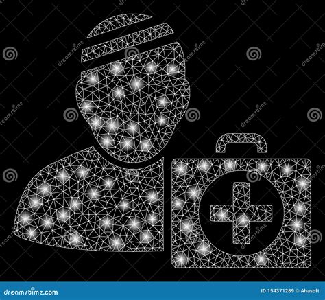 Flare Mesh Network Patient First Aid Case With Flare Spots Stock Vector