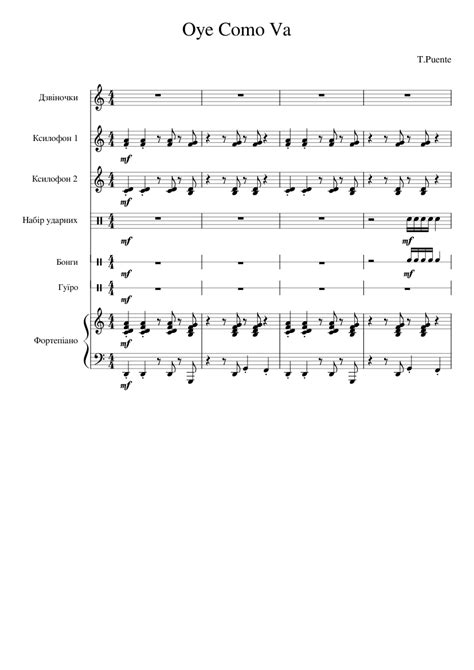 Oye Como Va Tito Puente Sheet Music For Piano Glockenspiel Drum Group Xylophone And More