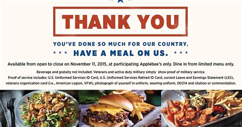 Discounts & Deals 4 Military: Applebee's 2015 Free Veterans Day Meal