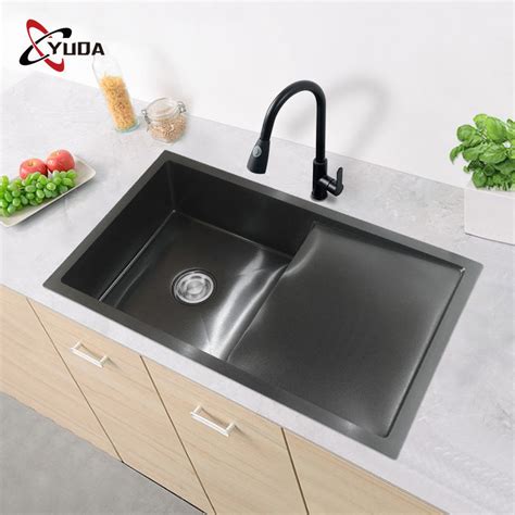 Multifunction Black Stainless Steel Kitchen Sinks Modern Style