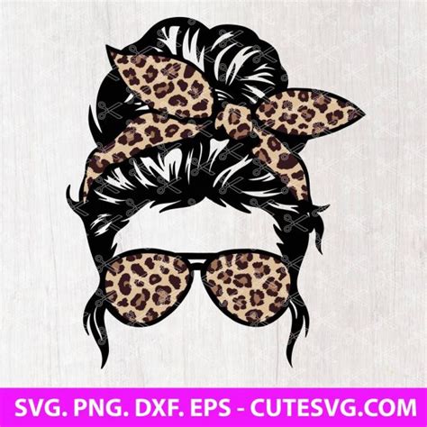 Messy Bun SVG Mom Life SVG PNG DXF EPS Cut Files Cricut