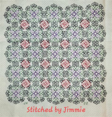 Flower Garden Lace Panel Blackwork Chart Etsy