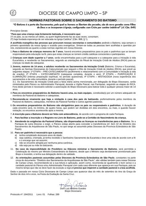 PDF NORMAS PASTORAIS SOBRE O SACRAMENTO DO PDF FileOs Sacramentos