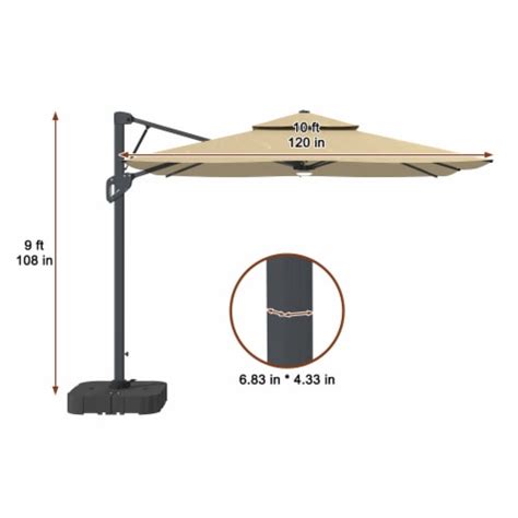 Mondawe Ft Square Solar Led Offset Cantilever Patio Umbrella With