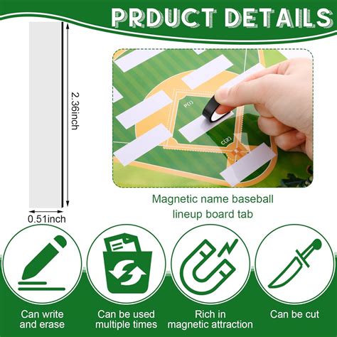 Juego de tablero magnético de béisbol con 100 hojas de alineación de