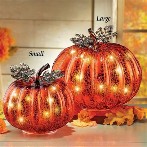 Festive Lighted Glass Pumpkins Indoor Fall Décor 11 95 Usd Glass Pumpkins Indoor Fall Decor