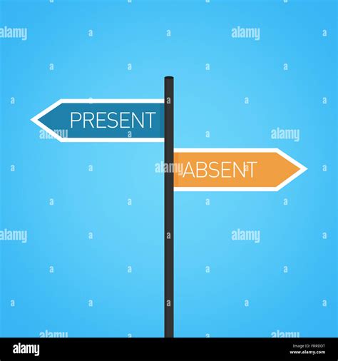 Present Vs Absent Choice Road Sign Concept Flat Design Stock Photo Alamy