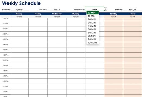 Hourly Weekly Schedule Excel Template, Weekly Planner, Daily Schedule ...