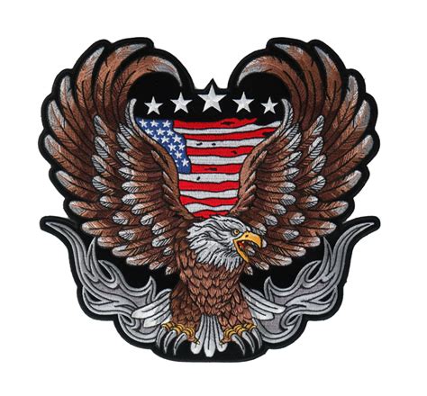 Patriotic American Flag Eagle Flames Embroidered Biker Patch Quality