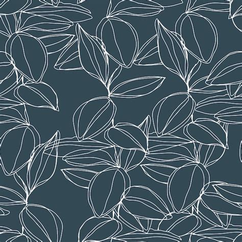 Premium Vector Minimalism Line Art Foliage Vector Seamless Pattern