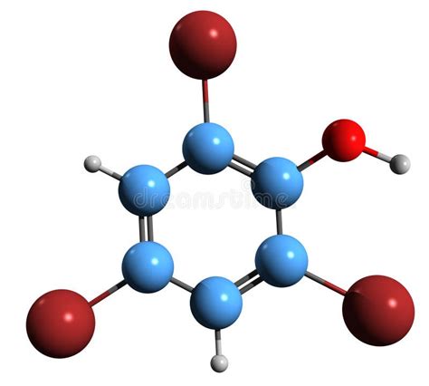 3 ª Imagen De La Fórmula Esquelética Del Tribromofenol Stock de