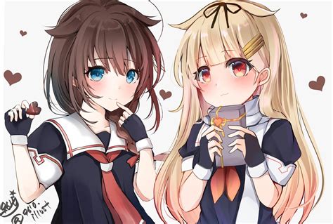 艦これ「時雨と夕立🍫 二人を合わせてみました 艦これ 時雨 夕立 」 9610 くろと イラストのイラスト