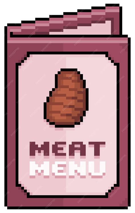 Premium Vector | Pixel art meat menu, paper menu vector icon for 8bit