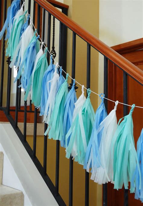 4 Pieces Of Tissue Paper Tassel Garland Sea Mix 20 Tissue Paper Tassels