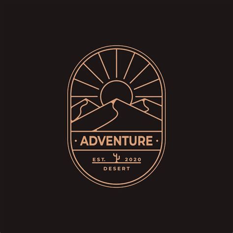 Premium Vector Desert Adventure Badge Line Art Logo Vector Design